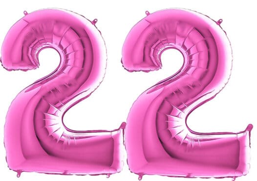 Luftballon Zahl 22 Zahlenballon pink (66 cm)