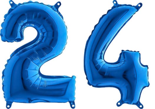 Luftballon Zahl 24 Zahlenballon blau (66 cm)