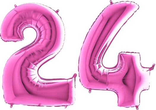 Luftballon Zahl 24 Zahlenballon pink (66 cm)
