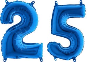 Luftballon Zahl 25 Zahlenballon blau (66 cm)