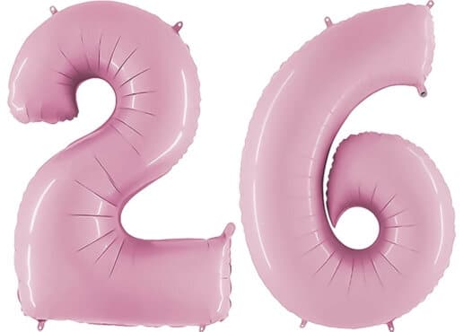 Luftballon Zahl 26 Zahlenballon pastell-pink (100 cm)