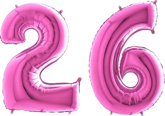 Luftballon Zahl 26 Zahlenballon pink (66 cm)