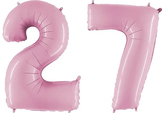 Luftballon Zahl 27 Zahlenballon pastell-pink (100 cm)