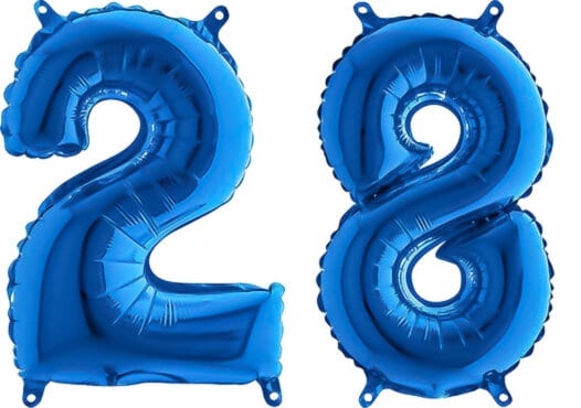 Luftballon Zahl 28 Zahlenballon blau (66 cm)