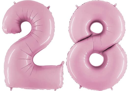 Luftballon Zahl 28 Zahlenballon pastell-pink (100 cm)