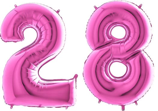 Luftballon Zahl 28 Zahlenballon pink (66 cm)