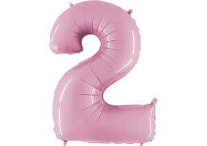 Luftballon Zahl 2 Zahlenballon pastell-pink (100 cm)