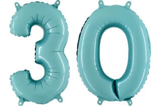 Luftballon Zahl 30 Zahlenballon pastell-blau (100 cm)
