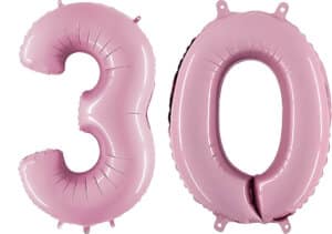 Luftballon Zahl 30 Zahlenballon pastell-pink (100 cm)