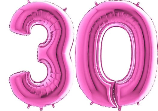 Luftballon Zahl 30 Zahlenballon pink (66 cm)