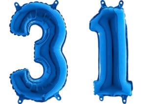 Luftballon Zahl 31 Zahlenballon blau (66 cm)