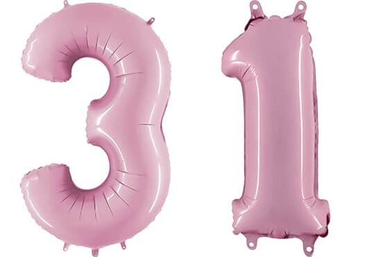 Luftballon Zahl 31 Zahlenballon pastell-pink (100 cm)