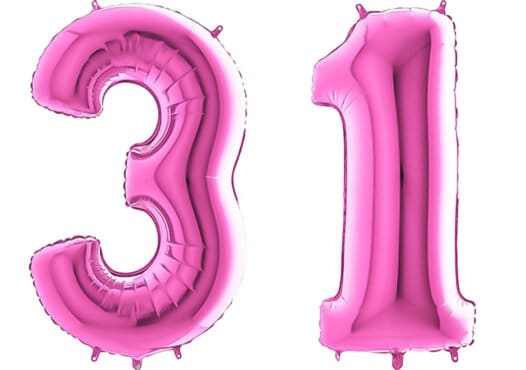 Luftballon Zahl 31 Zahlenballon pink (66 cm)
