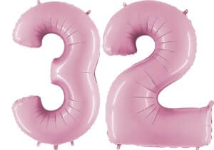 Luftballon Zahl 32 Zahlenballon pastell-pink (100 cm)