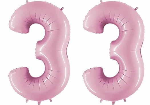 Luftballon Zahl 33 Zahlenballon pastell-pink (100 cm)