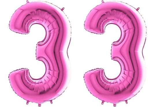 Luftballon Zahl 33 Zahlenballon pink (66 cm)