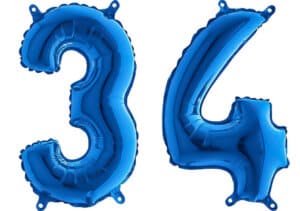 Luftballon Zahl 34 Zahlenballon blau (66 cm)
