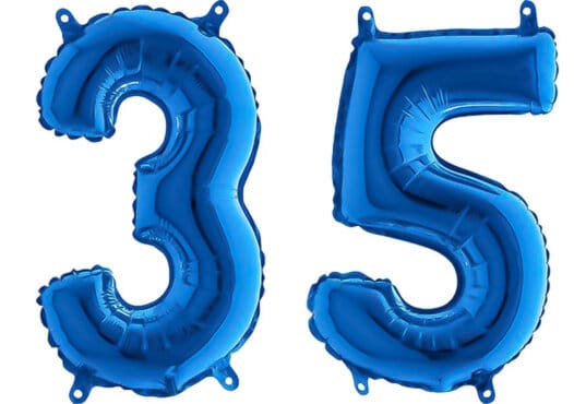 Luftballon Zahl 35 Zahlenballon blau (66 cm)
