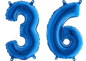 Luftballon Zahl 36 Zahlenballon blau (66 cm)