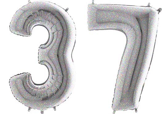 Luftballon Zahl 37 Zahlenballon silber-holographic (100 cm)