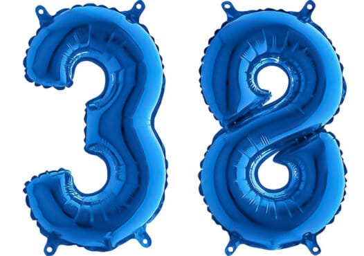 Luftballon Zahl 38 Zahlenballon blau (66 cm)