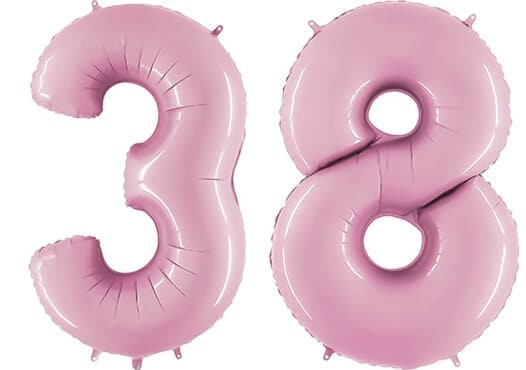 Luftballon Zahl 38 Zahlenballon pastell-pink (100 cm)