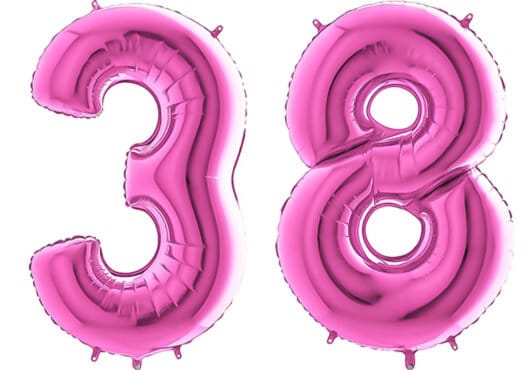 Luftballon Zahl 38 Zahlenballon pink (66 cm)