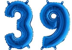 Luftballon Zahl 39 Zahlenballon blau (66 cm)