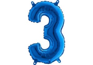 Luftballon Zahl 3 Zahlenballon blau (66 cm)