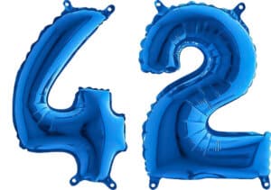 Luftballon Zahl 42 Zahlenballon blau (66 cm)