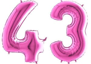 Luftballon Zahl 43 Zahlenballon pink (66 cm)