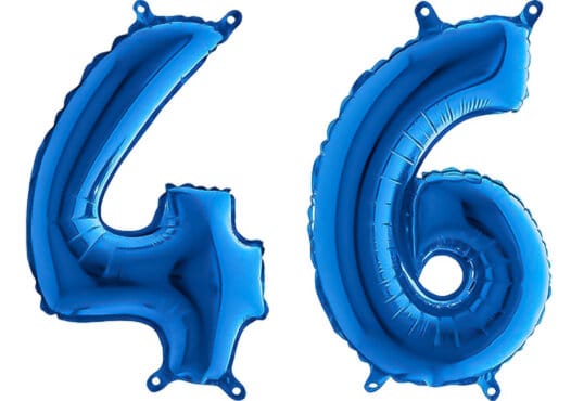 Luftballon Zahl 46 Zahlenballon blau (66 cm)