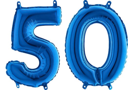Luftballon Zahl 50 Zahlenballon blau (66 cm)