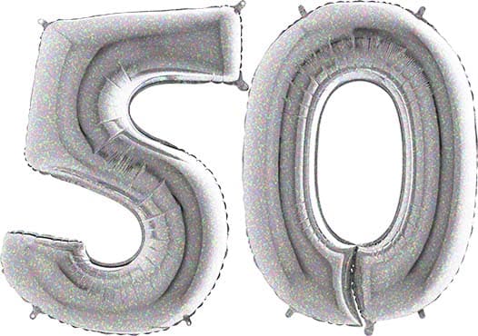 Luftballon Zahl 50 Zahlenballon silber-holographic (100 cm)