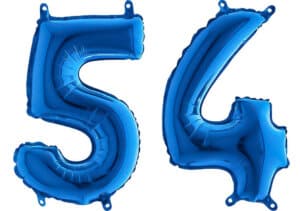 Luftballon Zahl 54 Zahlenballon blau (66 cm)