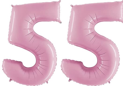 Luftballon Zahl 55 Zahlenballon pastell-pink (100 cm)