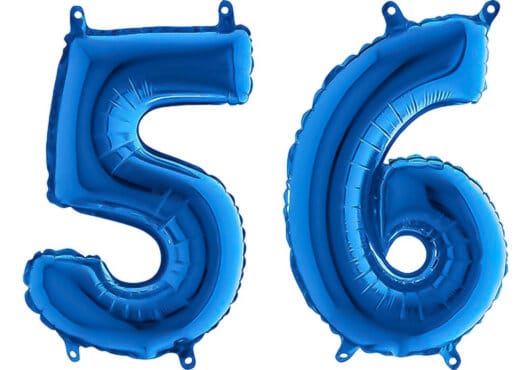Luftballon Zahl 56 Zahlenballon blau (66 cm)
