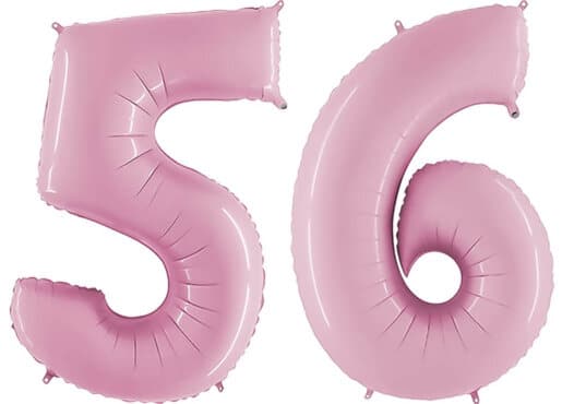 Luftballon Zahl 56 Zahlenballon pastell-pink (100 cm)