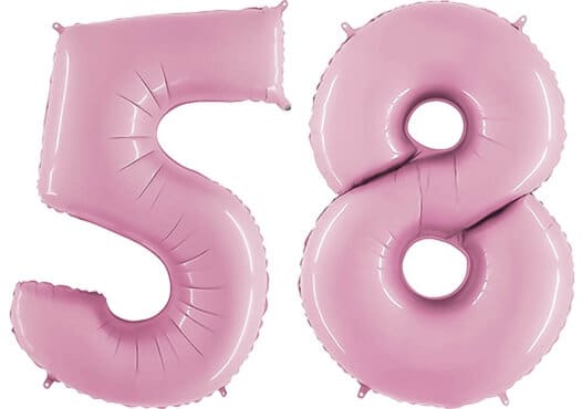 Luftballon Zahl 58 Zahlenballon pastell-pink (100 cm)