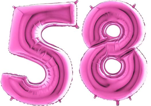 Luftballon Zahl 58 Zahlenballon pink (66 cm)