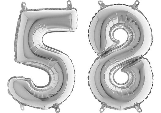 Luftballon Zahl 58 Zahlenballon silber (66 cm)
