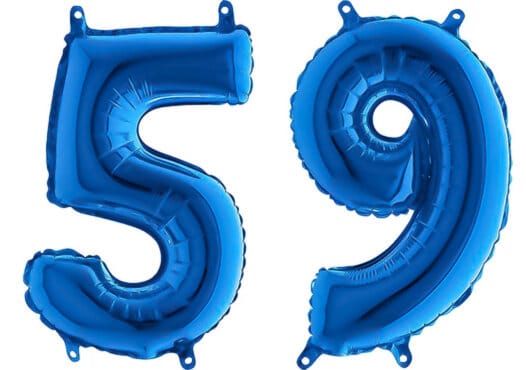 Luftballon Zahl 59 Zahlenballon blau (66 cm)