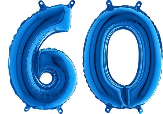 Luftballon Zahl 60 Zahlenballon blau (66 cm)
