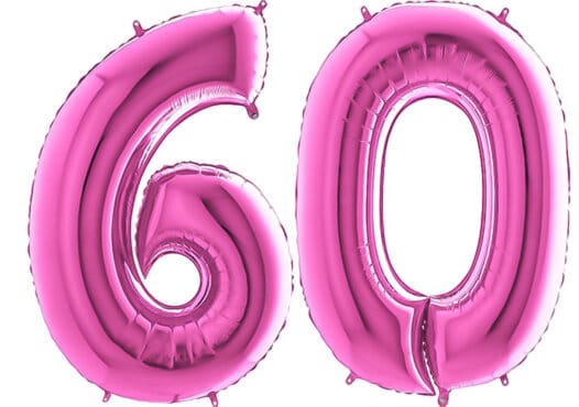 Luftballon Zahl 60 Zahlenballon pink (66 cm)