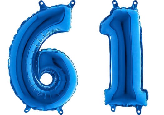 Luftballon Zahl 61 Zahlenballon blau (66 cm)