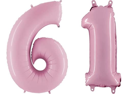 Luftballon Zahl 61 Zahlenballon pastell-pink (100 cm)