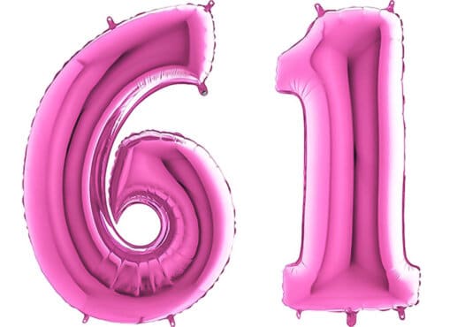 Luftballon Zahl 61 Zahlenballon pink (66 cm)