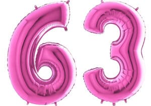 Luftballon Zahl 63 Zahlenballon pink (66 cm)