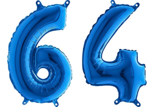 Luftballon Zahl 64 Zahlenballon blau (66 cm)
