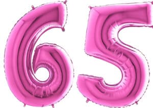 Luftballon Zahl 65 Zahlenballon pink (66 cm)